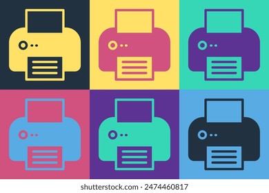 Pop art Printer icon isolated on color background.  Vector