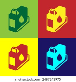 Pop art Printer ink cartridge icon isolated on color background.  Vector
