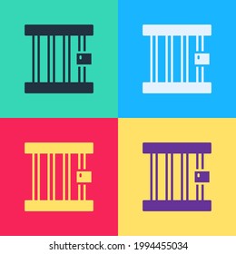 Pop art Prison window icon isolated on color background.  Vector