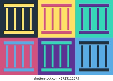 Icono de la ventana de la prisión del arte Pop aislado en fondo del color.  Vector