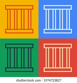 Pop art Prison window line icon set isolated on color background.  Vector