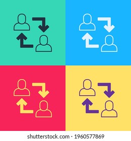 Pop art Project team base icon isolated on color background. Business analysis and planning, consulting, team work, project management.  Vector