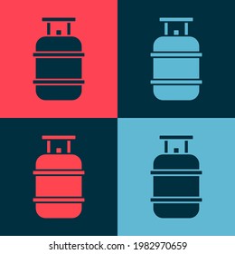 Pop Art Propane Tanksymbol einzeln auf Farbhintergrund. Symbol für einen entzündbaren Gasbehälter.  Vektorgrafik