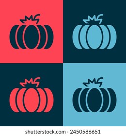 Pop art Pumpkin icon isolated on color background. Happy Halloween party.  Vector