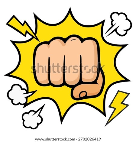 pop art punch hand explosion retro vintage flat color vector illustration template design