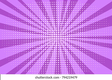 Pop Art Purple Background, Retro Comic Rays Illustration