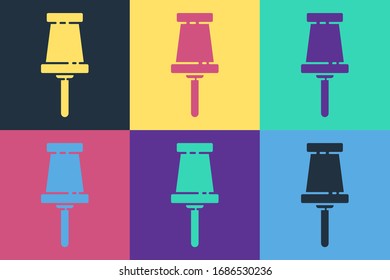 Pop art Push pin icon isolated on color background. Thumbtacks sign.  Vector Illustration