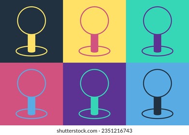 Pop art Push pin icon isolated on color background. Thumbtacks sign.  Vector