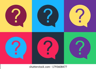 Pop art Question mark in circle icon isolated on color background. Hazard warning symbol. Help symbol. FAQ sign. Vector.