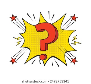 pop art question mark design isolated white background 