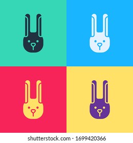 Pop art Rabbit with ears icon isolated on color background. Magic trick. Mystery entertainment concept.  Vector Illustration