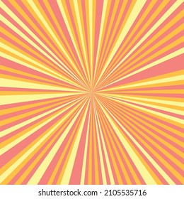 Pop art radial colorful comics book magazine cover. Striped digital background. Cartoon funny retro pattern strip mock up. Vector halftone illustration. Sunburst, starburst shape.