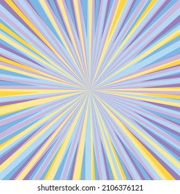 Pop art radial colorful comics book magazine cover. Striped digital background. Cartoon funny retro pattern strip mock up. Vector halftone illustration. Sunburst, starburst shape.
