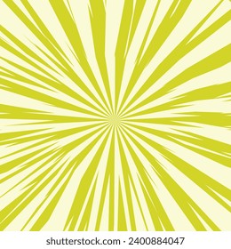 Pop art radial colorful comics book magazine cover. Striped beige digital background. Cartoon funny retro pattern strip mock up. Vector halftone illustration. Sunburst, starburst shape.