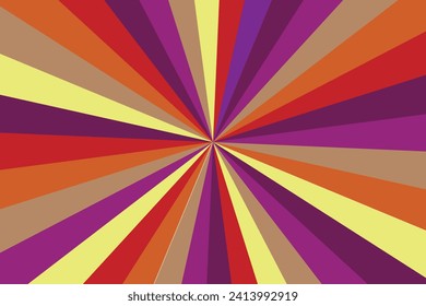 Pop art radial colorful comics book magazine cover. Striped color digital background. Cartoon funny retro pattern strip mock up. Vector halftone illustration. Sunburst, starburst shape.