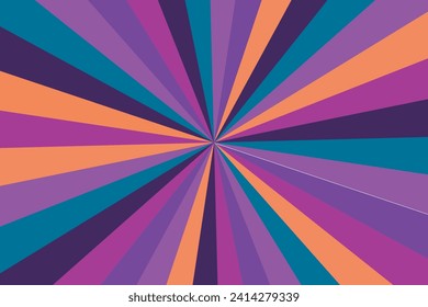 Pop art radial colorful comics book magazine cover. Striped color digital background. Cartoon funny retro pattern strip mock up. Vector halftone illustration. Sunburst, starburst shape.
