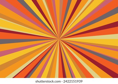 Pop art radial colorful comics book magazine cover. Striped color digital background. Cartoon funny retro pattern strip mock up. Vector halftone illustration. Sunburst, starburst shape.