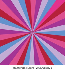 Pop art radial colorful comics book magazine cover. Striped color digital background. Cartoon funny retro pattern strip mock up. Vector halftone illustration. Sunburst, starburst shape.