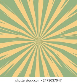 Pop art radial colorful comics book magazine cover. Striped orange digital background. Cartoon funny retro pattern strip mock up. Vector halftone illustration. Sunburst, starburst shape.