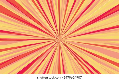 Pop art radial colorful comics book magazine cover. Striped pink digital background. Cartoon funny retro pattern strip mock up. Vector halftone illustration. Sunburst, starburst shape.