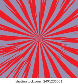 Pop art radial colorful comics book magazine cover. Striped orange digital background. Cartoon funny retro pattern strip mock up. Vector halftone illustration. Sunburst, starburst shape.