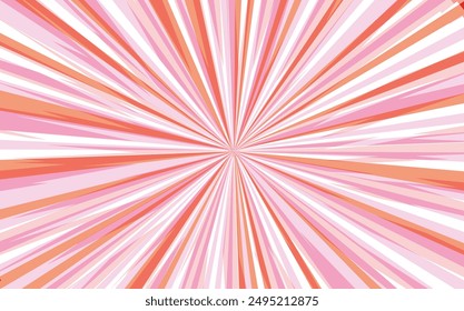 Pop art radial colorful comics book magazine cover. Striped pink digital background. Cartoon funny retro pattern strip mock up. Vector halftone illustration. Sunburst, starburst shape.