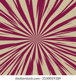 Pop art radial colorful comics book magazine cover. Striped digital background. Cartoon funny retro pattern strip mock up. Vector halftone illustration. Sunburst, starburst shape.