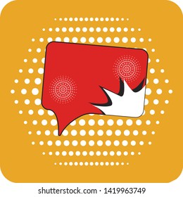 Pop art, red retro comic book, on yellow background, Cartoon style, Vector Illustration