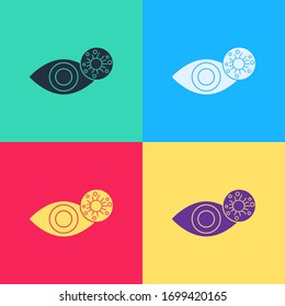 Pop art Reddish eye due to virus, bacterial or allergic conjunctivitis icon isolated on color background.  Vector Illustration