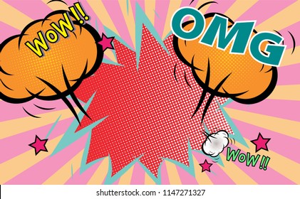 Pop art retro background.Comic Cartoon style.blank template layout.space design for banner, flyer, invitation, poster,web or greeting card.vector