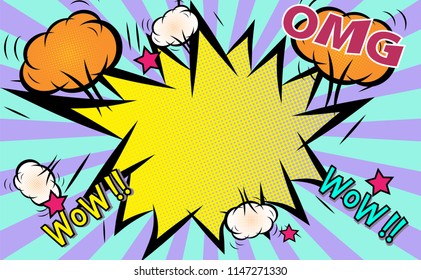 Pop art retro background.Comic Cartoon style.blank template layout.space design for banner, flyer, invitation, poster,web or greeting card.vector