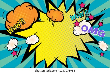 Pop art retro background.Comic Cartoon style.blank template layout.space design for banner, flyer, invitation, poster,web or greeting card.vector