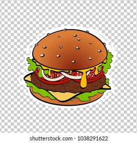 Pop art retro burger
