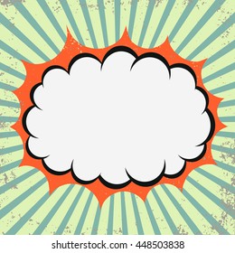 Pop art retro cloud on Retro bursting rays background, Comic Speech Bubble, Boom pow Cartoon. Vector