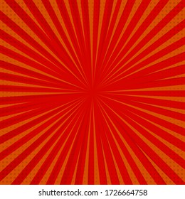 Pop art retro comic background. Lightning blast halftone dots. Vector illustration.