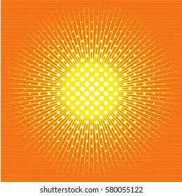 Pop art retro comic background with sun, rays, sunshine
