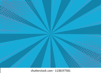 Pop Art Retro Comic. Blue Background Superhero. Lightning Blast Halftone Dots. Cartoon Vs. Vector Illustration