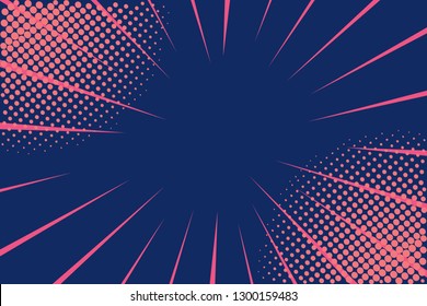 Pop Art Retro Comic. Lightning Blast Halftone Dots. Cartoon Vs. Retro 80's Style Colors. Vector Illustration