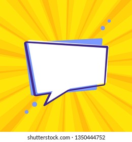 Pop art retro comic speech bubble on colorful dotted and rays backgrounds. Comics page, advertisement frame, web design, poster. 
