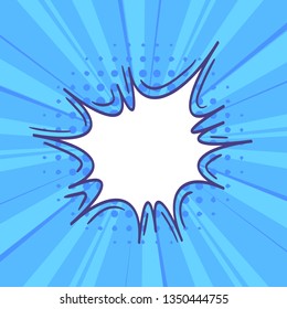 Pop art retro comic speech bubble on colorful dotted and rays backgrounds. Comics page, advertisement frame, web design, poster. 