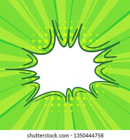 Pop art retro comic speech bubble on colorful dotted and rays backgrounds. Comics page, advertisement frame, web design, poster. 