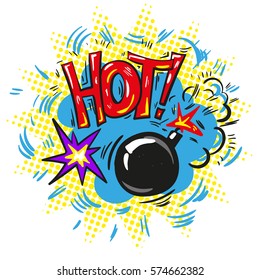 Pop art retro comic speech bubble with exploding bomb