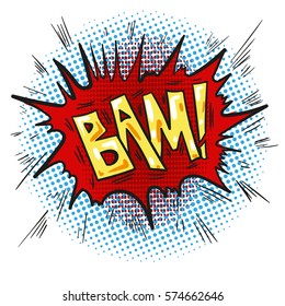 Pop art retro comic speech bubble with word Bam
