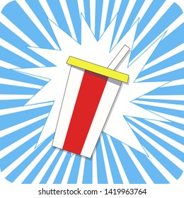 Pop art, retro comic style, icon glass of soda, Cartoon style, Vector Illustration
