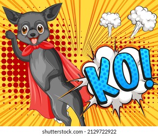 Pop art retro comic style with dog illustration