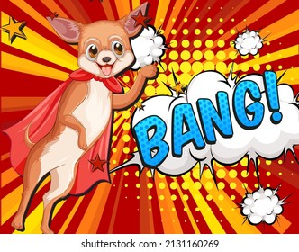 Pop art retro comic style with dog illustration
