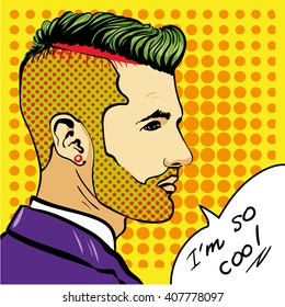 Pop art retro comic style fashion man vector illustration