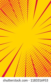 Pop Art Retro Comic. Yellow Background. Lightning Blast Halftone Dots. Cartoon Vs. Vector Illustration