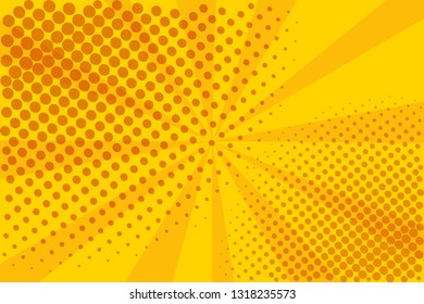 Pop art retro comic. Yellow background. Lightning blast halftone dots. Cartoon vs. Vector Illustration