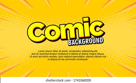 Pop Art Retro Comic. Gelber Hintergrund. blast-halftone Punkte. Cartoon vs. Vector Illustration